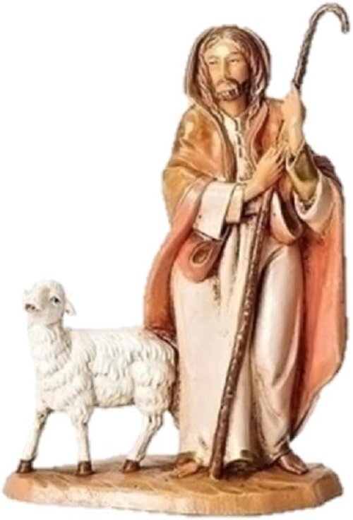 Fontanini The Good Shepherd Figurine - Italian Nativity Village Decor with Sheep