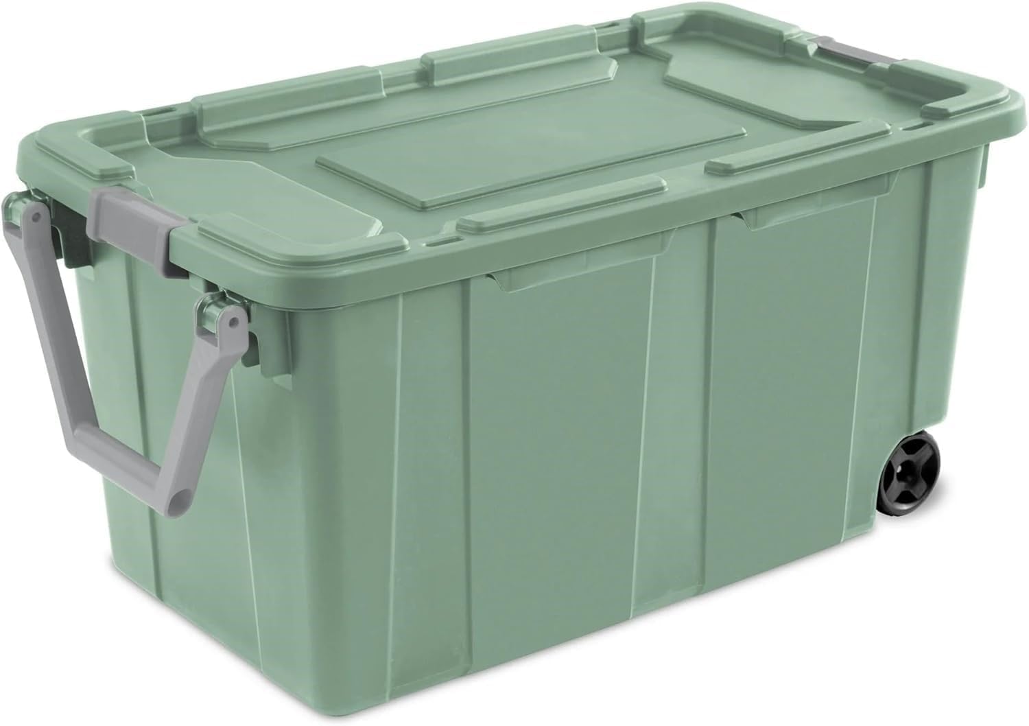 40 Gallon Storage Bin by [Brand Name] - Tough Wheeled Industrial Tote | Stackable Plastic Container, Green Sage - 2 Pack