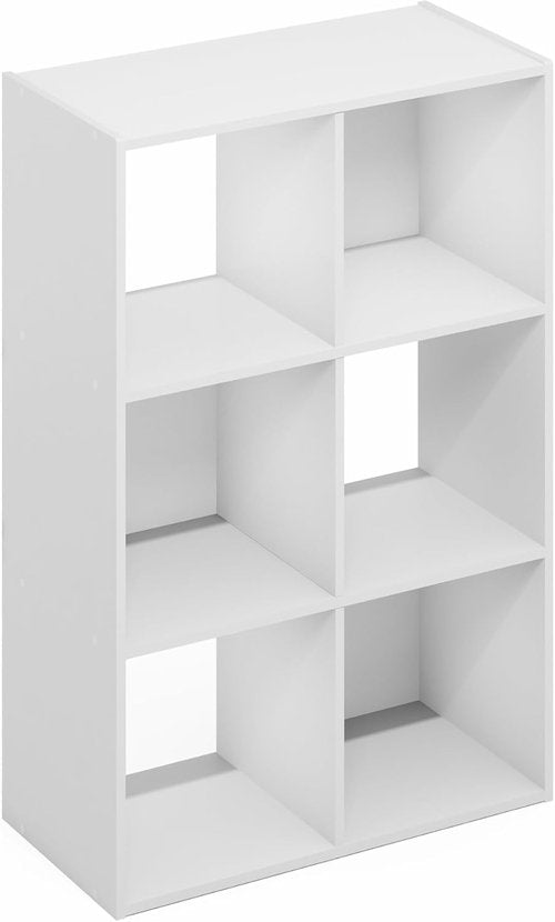 Furinno PELLI Book Shelf - 3x2 Cube Storage Organizer Cabinet | Plain White, Ideal for Living Room & Home Office