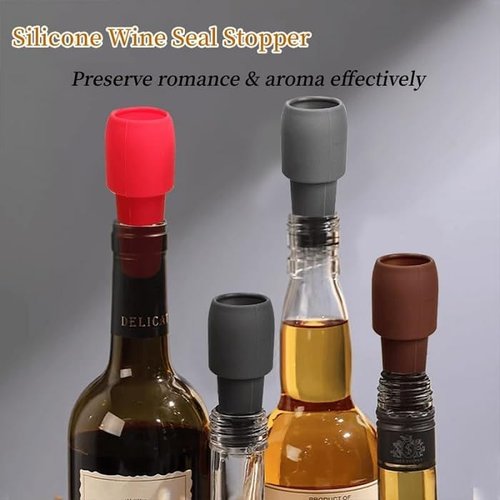 New Reusable Sparkling Wine Bottle Stopper, Wine Stoppers for Wine Bottles, Silicone Wine Stopper Wine Bottle Stopper for Beer Champagne Prosecco Home Use (4)