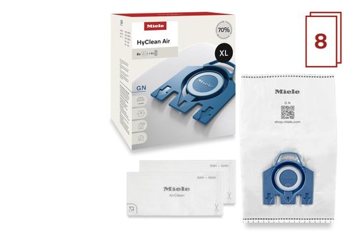Miele Genuine AirClean XL Pack GN Vacuum Cleaner Bags, 8 Bags Included, for Miele Complete C3, Complete C2, and Classic C1 Vacuum Cleaners