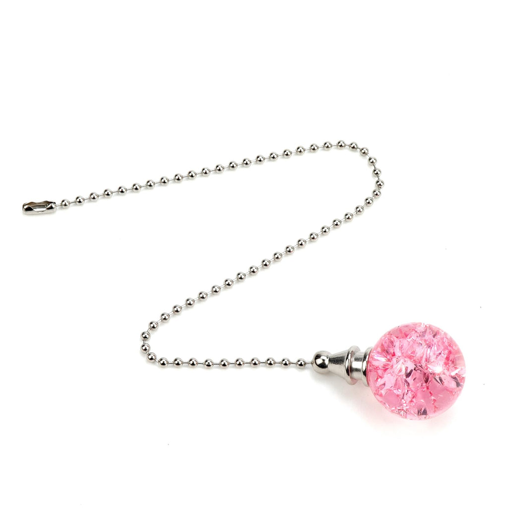 Savagrow 2Pcs Crystal Ice Cracked Ball Ceiling Fan Pull Chains Light Fan Hanging Chains Decorative Beaded Chain Extender, Pink