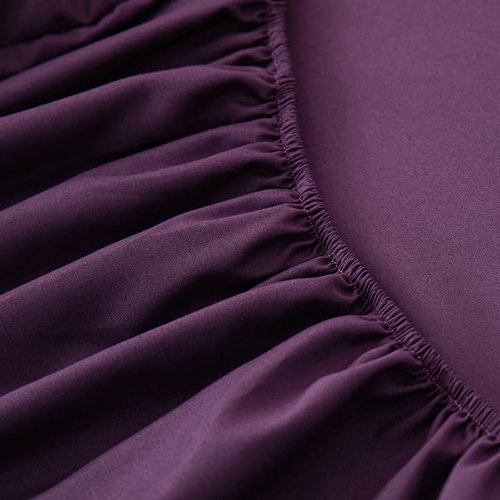 Bedding 1piece Queen Fitted Sheet Only-Queen Size Deep Pocket Bottom Fitted Sheet-Fits 15inches Bed Matress Sheet-Soft and Microfiber-Easy Care-Dark Purple