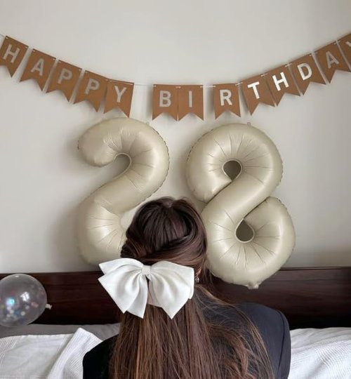 Large Number 5 Birthday Balloon by Cream White - Foil Mylar for 5th, 15th, 25th Celebrations | Perfect for Kids & Adults