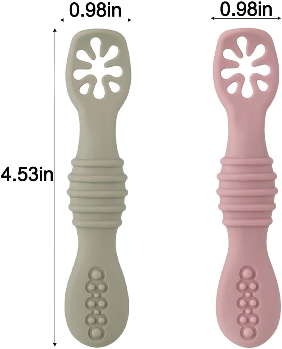 PandaEar Baby Spoons - 7 Pack Soft Silicone Self-Feeding Utensils for Toddlers | BPA-Free, Easy-Grip Design