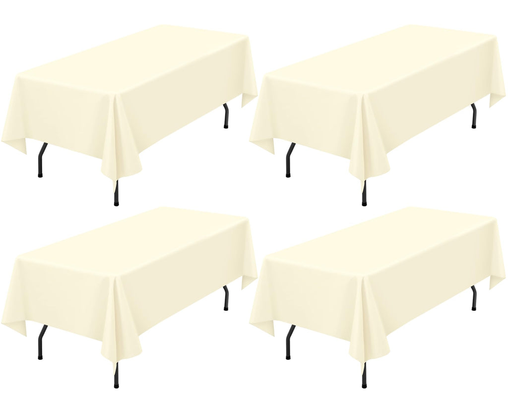 Showgeous 12 Pack Table Cloth Beige Tablecloth 60 x 102 Inch Table Clothes for 6 Foot Rectangle Tables, Wrinkle Resistant Washable Polyester Table Cover for Wedding Parties Banquet