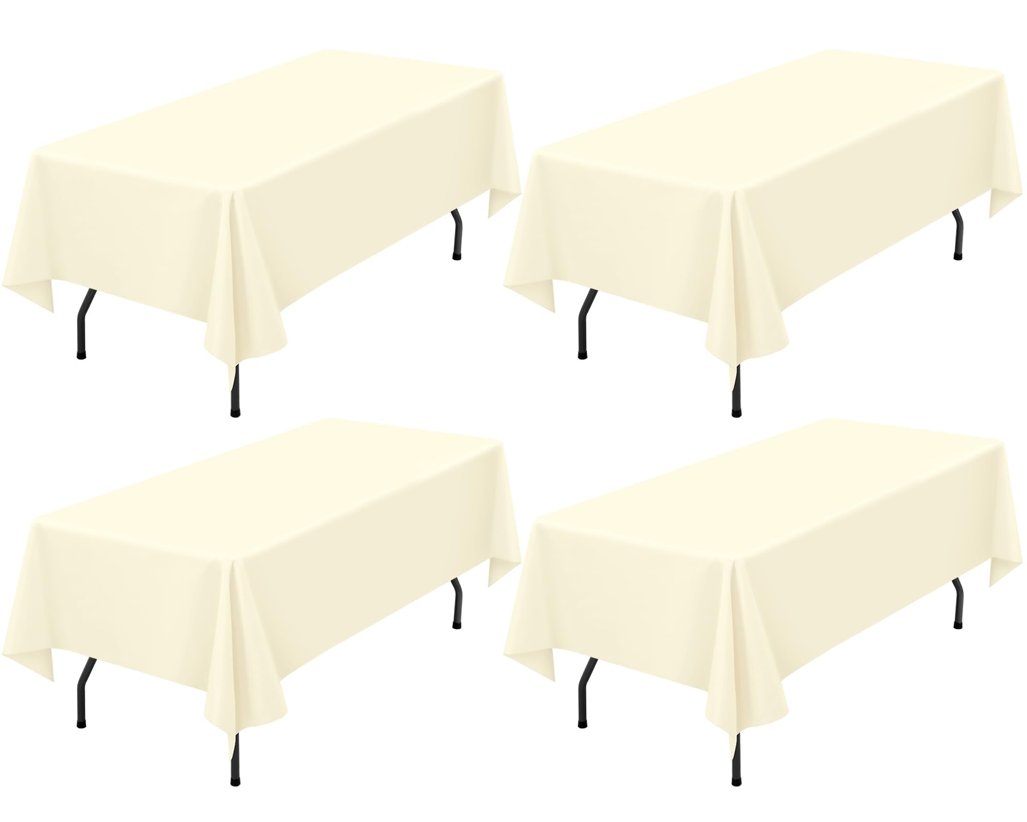 Showgeous 12 Pack Table Cloth Beige Tablecloth 60 x 102 Inch Table Clothes for 6 Foot Rectangle Tables, Wrinkle Resistant Washable Polyester Table Cover for Wedding Parties Banquet
