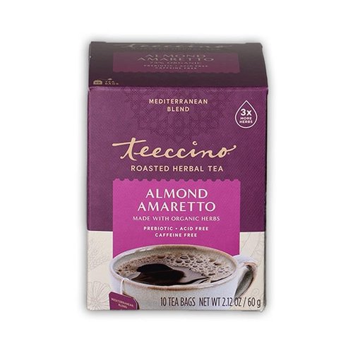 Teeccino Herbal Tea - Almond Amaretto - Rich & Roasted Herbal Tea That's Caffeine Free & Prebiotic for Natural Energy, 10 Tea Bags