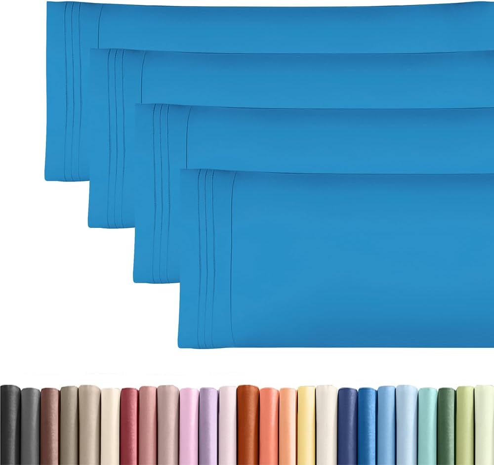 Skiennix Body Pillowcases Set of 4 | Soft, Breathable Covers for Side Sleepers - 20x54, Denim Blue