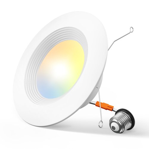 Amico 1 Pack 5/6 inch 5CCT LED Recessed Lighting, Dimmable, IC & Damp Rated, 12.5W=100W, 950LM Can Lights with Baffle Trim, 2700K/3000K/4000K/5000K/6000K Selectable, Retrofit Installation - ETL & FCC