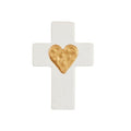 Mud Pie Ceramic and Gold Heart Cross; 6" x 4"
