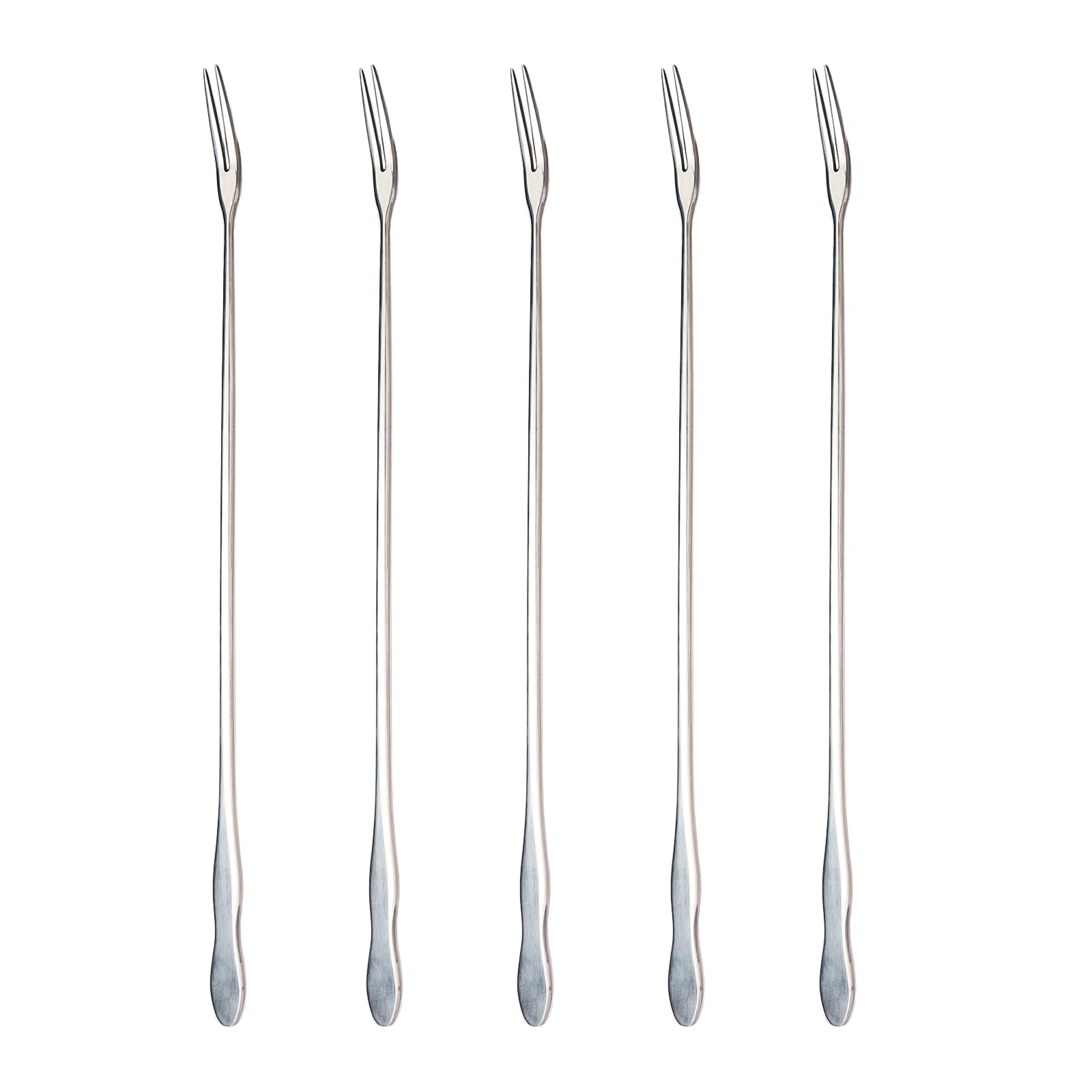 Extra Long Pickle Fork 12.6 inches, 5 Pcs Long Handle Olive Fork, Stainless Steel Cocktail Forks, Prong Pickle Picker, Pickle Grabber, Long Dessert Forks, Long Fruit Fork, 5 pieces