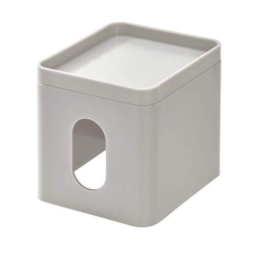 IDesign Facial Tissue Box Cover for Bathroom and Vanity Countertops, 6.1" x 5.15" x 5.4", The Cade Collection, Matte Gray