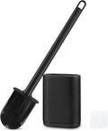 GAXMNS Silicone Toilet Brush and Holder Bendable Efficient Cleaning Wall Mounted Toilet Bowl Brush with Long Handle Brush Head and Silicone Bristles No Rusty Handles Problem (Black)
