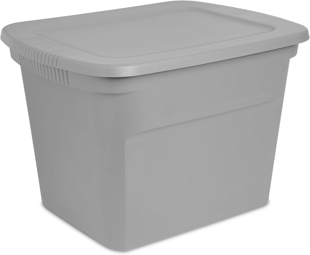 Sterilite 18 Gal Storage Tote - Stackable Plastic Bin with Lid for Organizing Clothes | Gray Base & Lid, 8-Pack