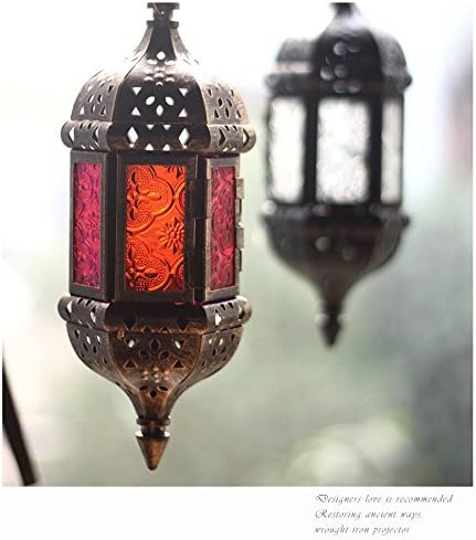 Skiennix Moroccan Decorative Candle Lantern - Metal Hanging Tealight Holder | Vintage Bronze Gold, 13.8 Inches