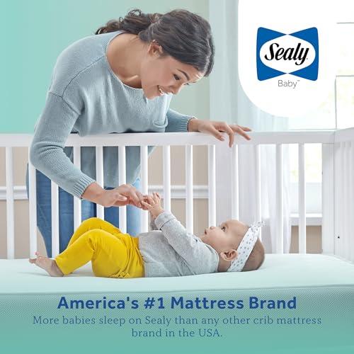 Sealy Baby Posture Perfect Breathable Crib Mattress, GREENGUARD Gold Certified, Made in USA, 2 Stage Hybrid Memory Foam & 150 Premium Coils, Toddler Bed Fit, Safety & Quality Tested, 52x28"