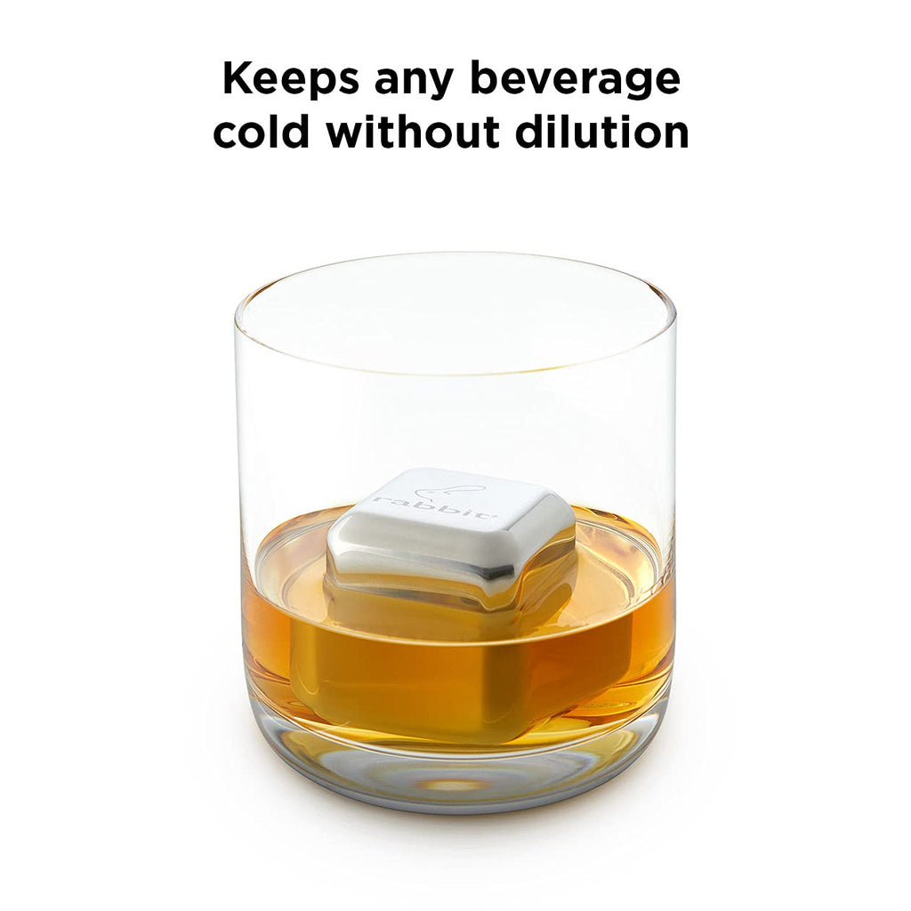 Rabbit Jumbo Chilling Stones - Premium Stainless Steel Whiskey Rocks for Chilling Fine Spirits and Beverages, Reusable Drink Cooling Stones with Storage Case