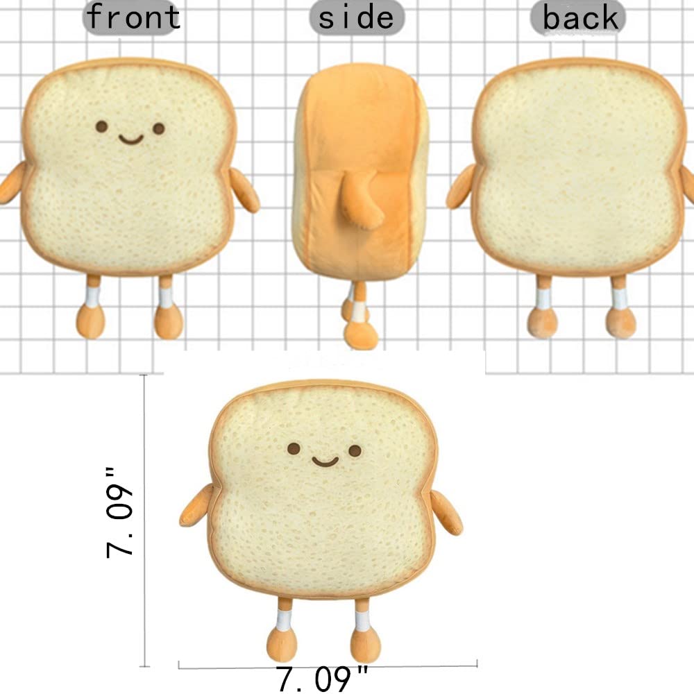 OUKEYI Toast Bread Pillow, Funny Bread Shape Plush Toy,Facial Expression Soft Toast Sofa Pillow, for Kids Adults Gift Home Bed Room Decor