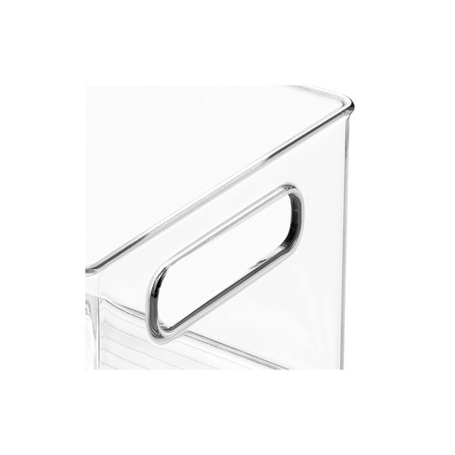 mDesign Deep Plastic Kitchen Storage Organizer Container Bin for Pantry, Cabinet, Cupboard, Shelves, Fridge, or Freezer - Holds Dry Goods, Sauces, Condiments, Drinks, Ligne Collection, 4 Pack, Clear