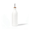 Fox Run White Ceramic Oil Bottle, 17 oz/500 ML Olive Oil Dispenser With Pouring Spout and Cap