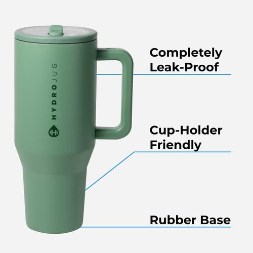 HydroJug Black 32oz Water Bottle - Durable Design with Replacement Straws Included