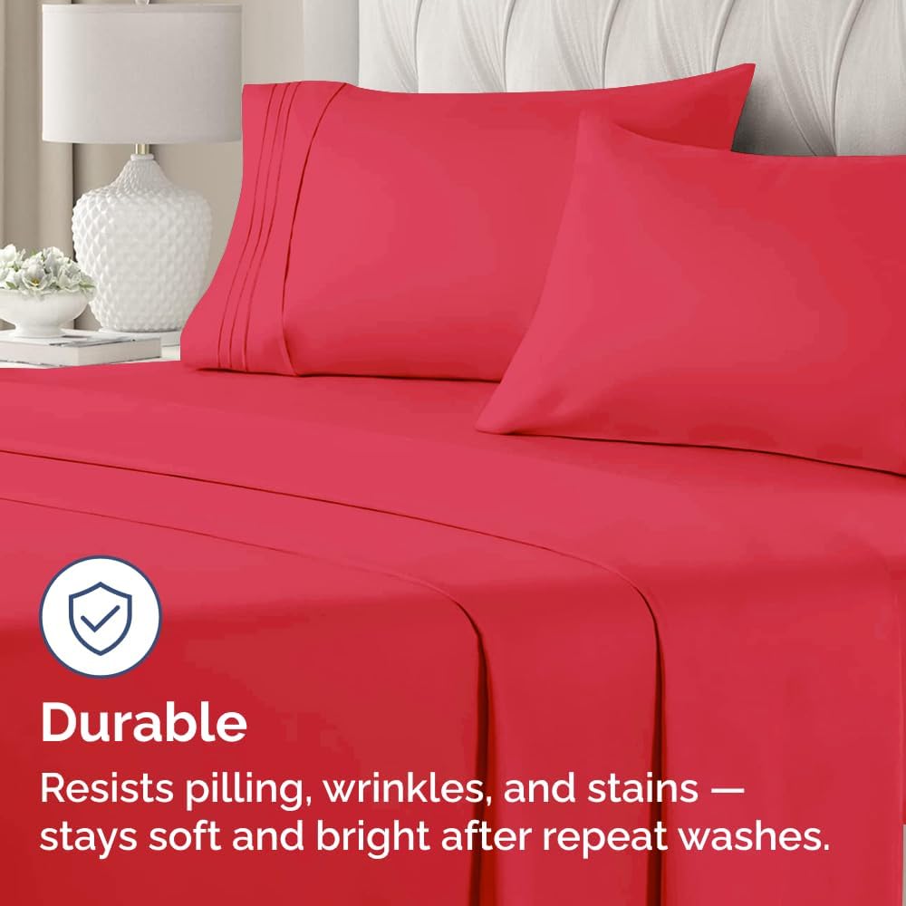 CGK Unlimited King Size Microfiber Pillowcase Set - Soft & Durable | 4 Pieces in Red