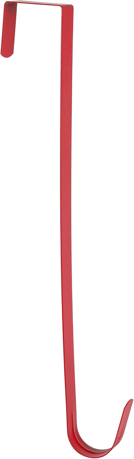 Sattiyrch 15" Wreath Hanger - Sturdy Steel Over The Door Hook for Front Door Decor (Red)