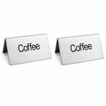 New Star Foodservice Stainless Steel Table Tent Sign, Silver, 3"x1.5" (Set of 2)