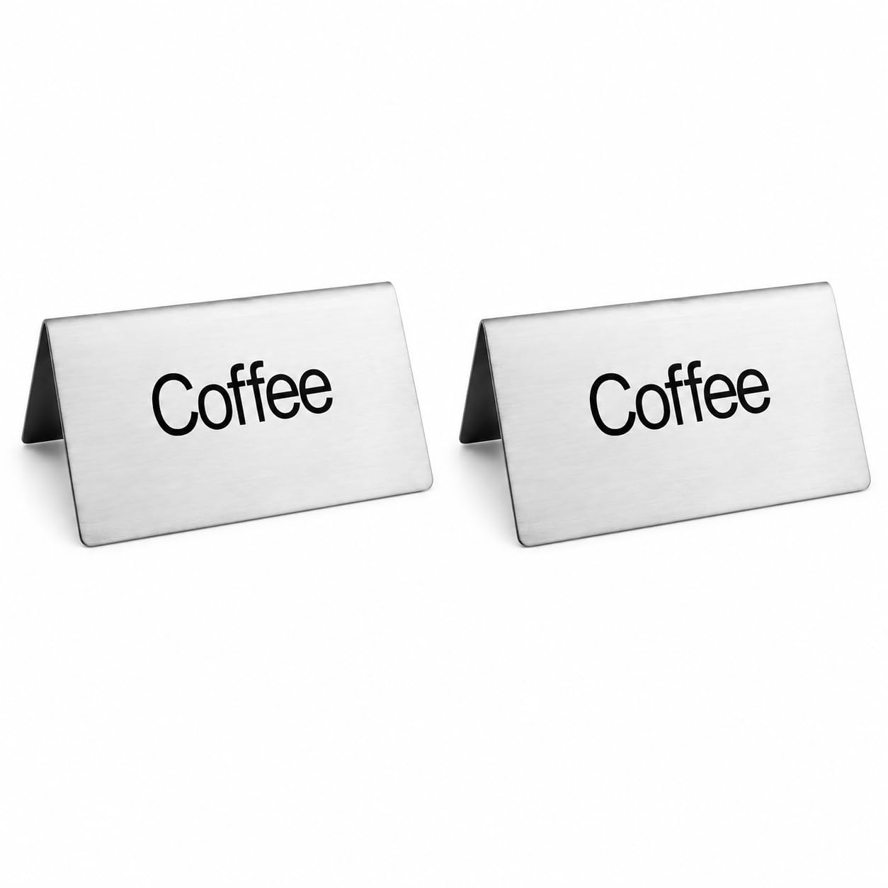 New Star Foodservice Stainless Steel Table Tent Sign, Silver, 3"x1.5" (Set of 2)