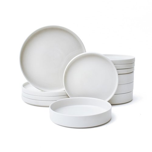 222 Fifth 12 Pieces Porcelain Dinnerware Set for 4, Elegant White Plates and Bowls Sets, Ceramic Dishes, Chip Resistant Kitchen and Dining Dish Set for Everyday Use, Microwave & Dishwasher Safe, Kaden