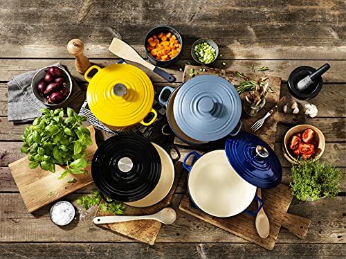 BK Bourgogne Enameled Cast Iron Induction 7QT Nonstick Dutch Oven, PFAS Free, Dishwasher Safe, Royal Blue