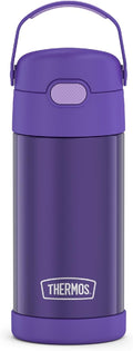 THERMOS FUNTAINER Water Bottle - 12 Ounce Kids Stainless Steel Vacuum Insulated with Straw - Violet