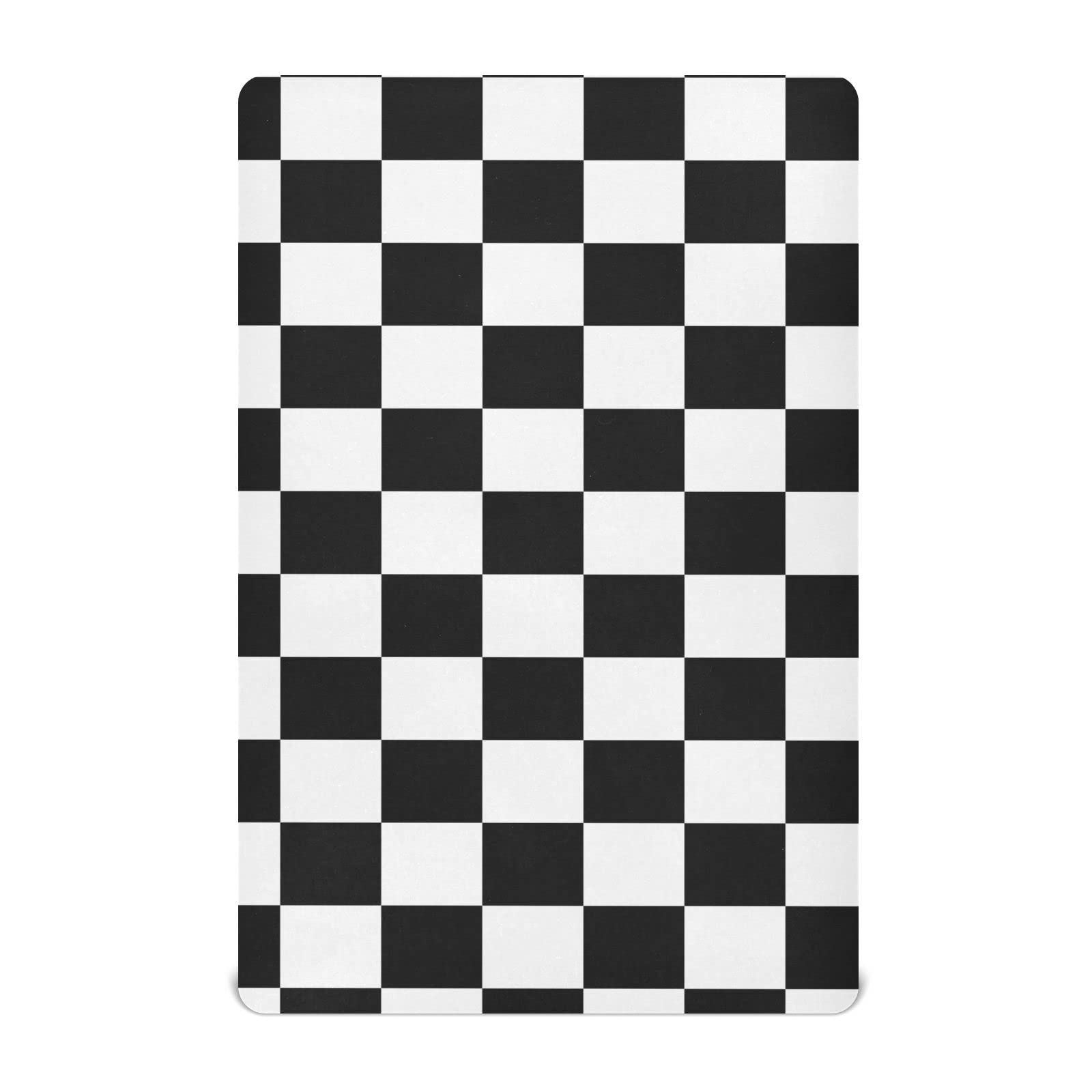 Checkerboard Plaid Crib Sheets for Boys Girls Pack and Play Sheets Breathable Mini Crib Sheets Fitted Crib Sheet for Standard Crib and Toddler Mattresses Baby Crib Sheets for Boys Girls, 52x28IN