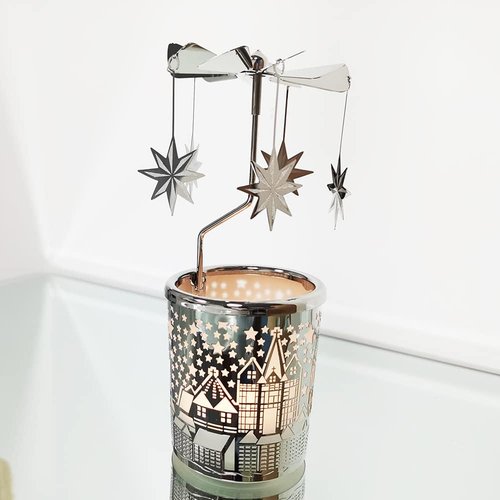 Kingnero Candle Holder - Spinning Tea Light Carousel with North Star Design for Elegant Home Decor