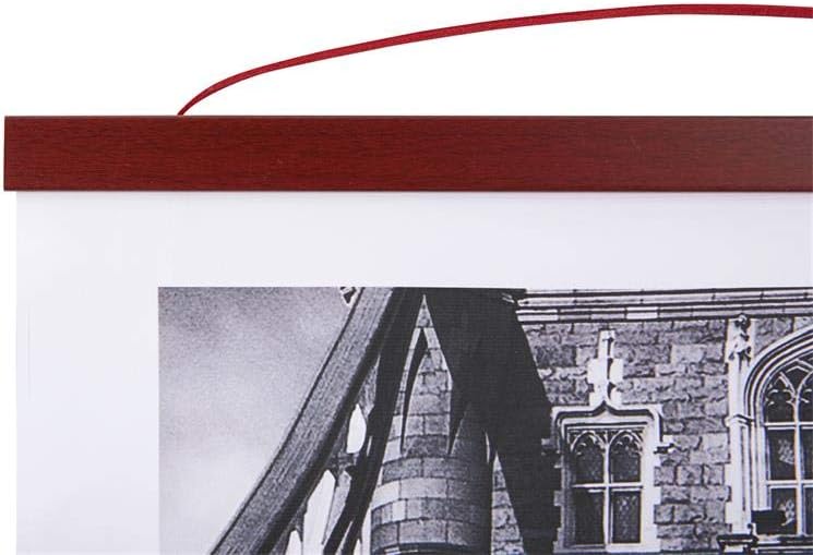Benjia Magnetic Poster Hanger - 16" Mahogany Wood Frame for Canvas & Artwork Display