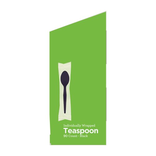 Dixie Individually Wrapped 5.6" Medium-Weight Polystyrene Plastic Teaspoon by GP PRO (Georgia-Pacific), Black, TM5W540, 540 Count (90 Spoons Per Box, 6 Boxes Per Case)
