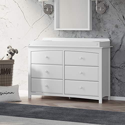Storkcraft Universal Changer Topper (White) - Transforms Dresser Into Baby Changing Station, Fits Standard Size, 3 Compartments Essentials, Soft Felt Bottom