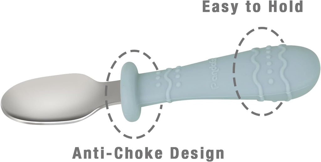 PandaEar Toddler Utensils - 6 Pack Kids Spoons & Forks | Stainless Steel & Silicone, Dishwasher Safe