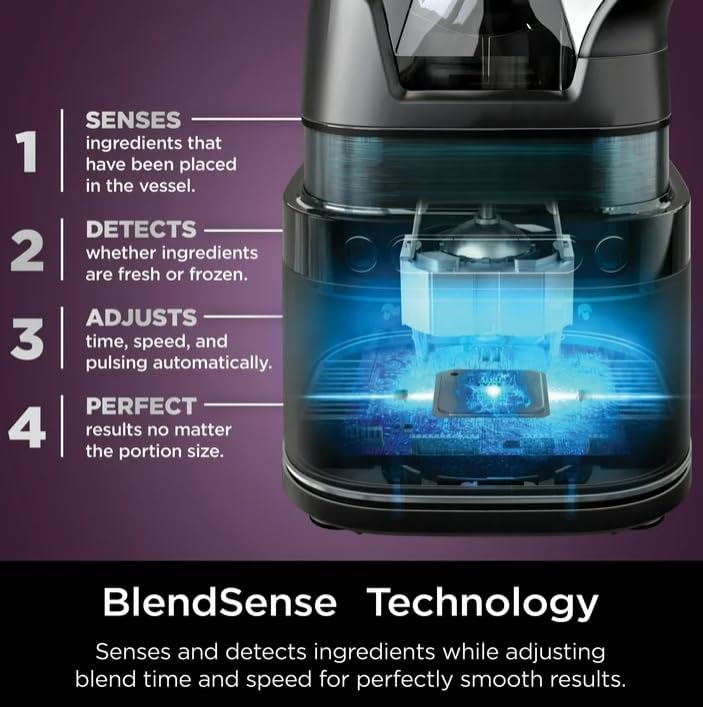 Niin-jaa Detectt 72 Oz Blender - 3 Speeds, BlendSense Technology, 1700W Crushing Blades, Silver