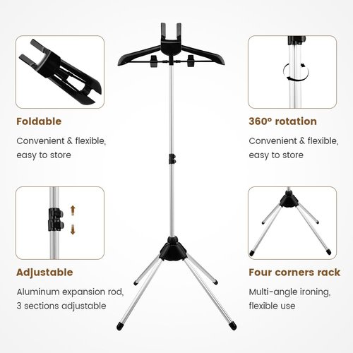 YOSINXU Garment Steamer Stand for Clothes, Adjustable Stand for Clothes Hanger & Mini Grey Ironing Board Portable Handheld Steamer Ironing Accessories for Clothes