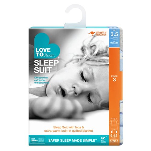 Love to Dream Extra Warm Baby Sleep Suit (6-12 Mo), Super Soft Temp Regulating Sleeping Sack, 3.5TOG Warm Wearable Blanket, Blue