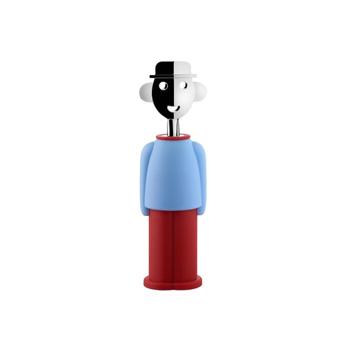 Alessi AM23 LAZ - Alessandro M. Corkscrew in thermoplastic resin, light blue and chrome plated zamak.