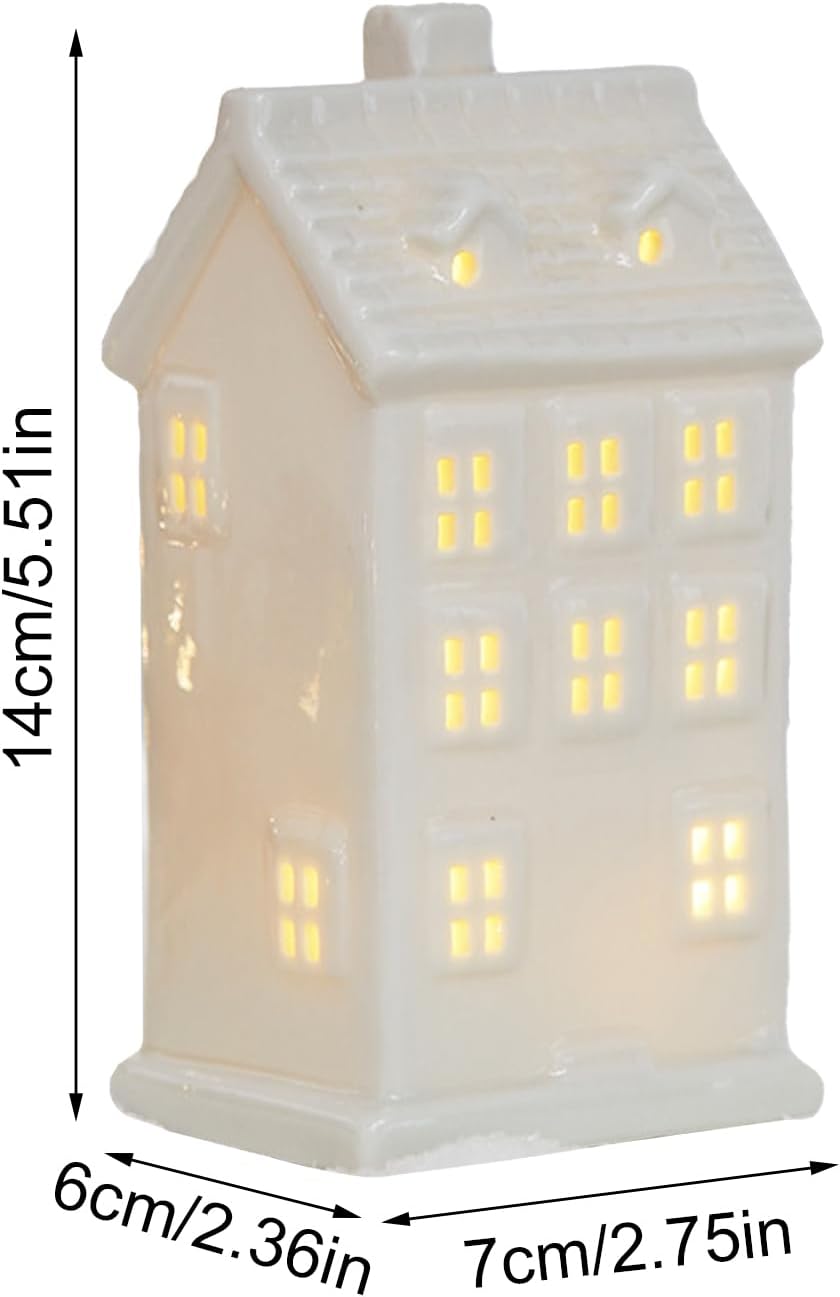 Regine Switzerland Ceramic Christmas Village Houses - White Small Tabletop Figurines for Festive Home Decor