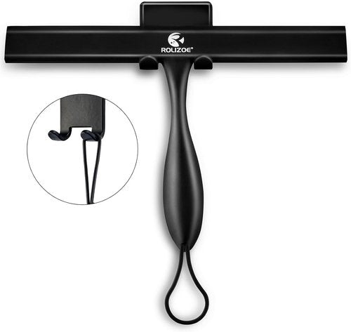 Bold Handle Shower Squeegee by [Brand Name] | 11" Anti-Rust Silicone for Glass Doors - Ergonomic Design, Black
