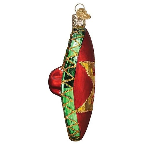 Old World Christmas Sombrero Glass Blown Ornament for Christmas Tree, Handcrafted Holiday Decoration, Fiesta Collection