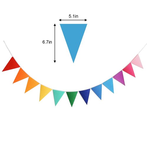 AULEGE 4 Strings 48PCS Rainbow Pennant Banner Flags- Colorful Triangle Felt Banner Kit with 8.2ft Ribbon-Vibrant Party Decorations for Weddings/Birthdays/Christmas/Festive Events(Rainbow Colors)