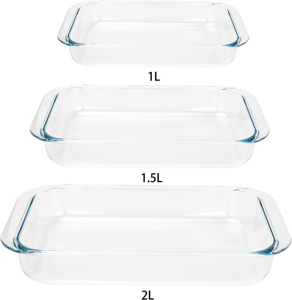 Regine Switzerland 1-Quart Tempered Glass Baking Dishes - Personal Sized Oblong Cookware (2 Pack)
