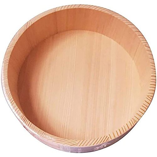 TIKUSAN Wooden Hangiri Sushi Rice Mixing Tub Copper Band with Lid Made in Japan Made of Sawara Cypress Sushi Rice Bowl with Lid Sushi Oke (10.6" (27cm))