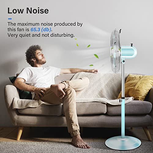 Simple Deluxe 16 Inch High Velocity Stand Fan, Adjustable Heights, 75°Oscillating, Quality Made Fan with 3 Settings Speeds, Heavy Duty Metal for Industrial, Commercial, Residential, Color: Green